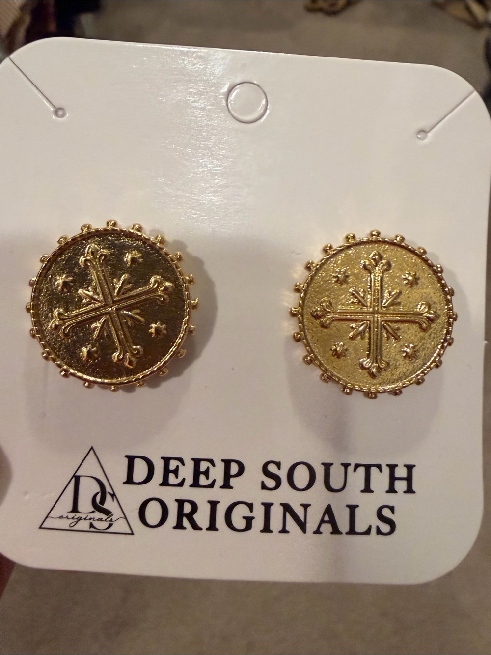 Gold Medallion Stud Earrings